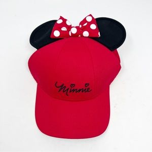 Disney Minnie Mouse Red Sassy Bow Hat Women’s Adjustable Ears Embroidered Cap